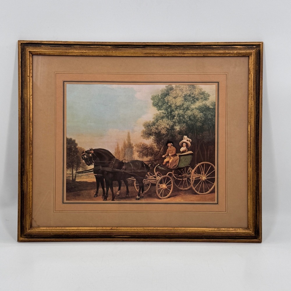 Vintage George Stubbs Style Horse Carriage Phaeton Equestrian Framed Print